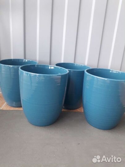 Горшки керамические, кашпо, 2 шт,в. 17см, д. 15 см