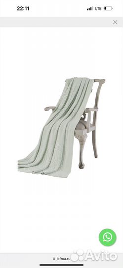 Вязанный плед в мятном цвете Tivolyo Home