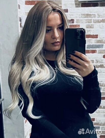 Парик длинный русый пепел омбре