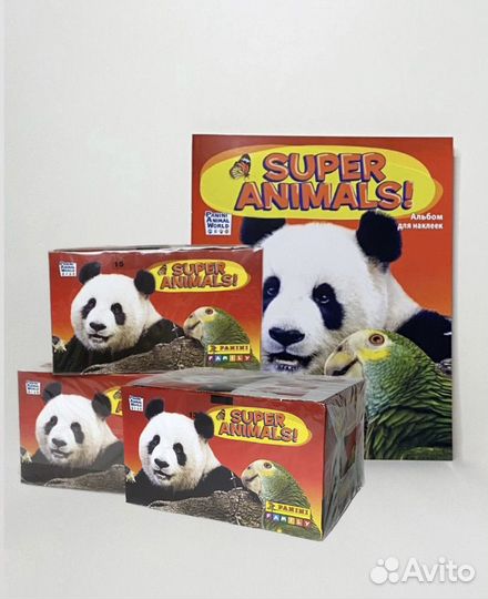 Альбом Panini Super Animals и 3 блока наклеек