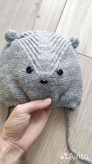 Шапка для малышей зимняя утепленная 44-46