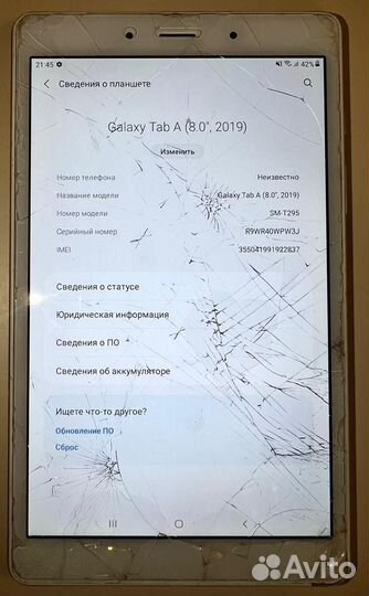 Планшет Samsung galaxy tab a на запчасти