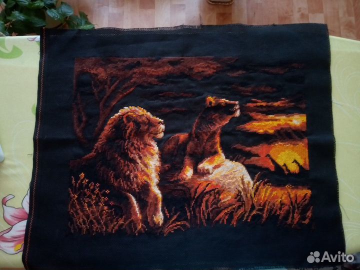 Картина:Львы- закат