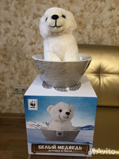 Мягкая игрушка в пиале Белый медведь