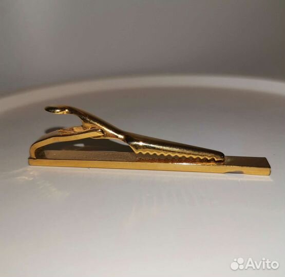 Винтажный зажим для галстука позолота/стразы новый