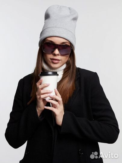 Двойная теплая шапка мелкой вязки Шапки Оптом