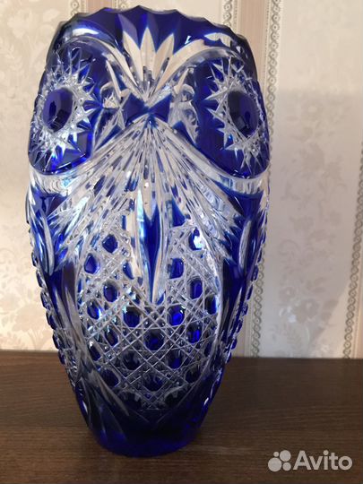 Ваза хрустальная синяя выс. 25 см