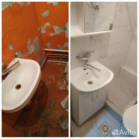 Ремонт ванной комнаты и санузла, укладка плитки