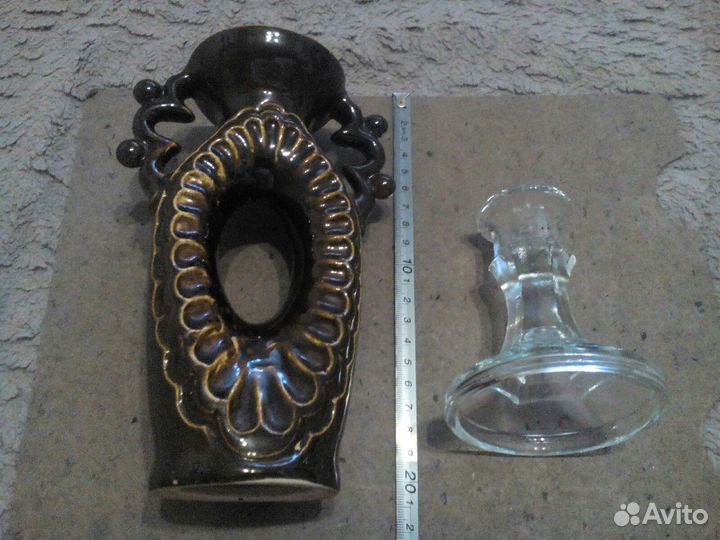 Подсвечник большой керамика стекло