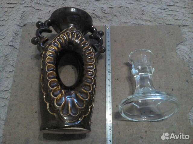 Подсвечник большой керамика стекло