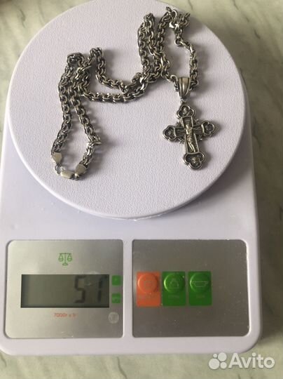 Мужская серебряная цепь с крестом
