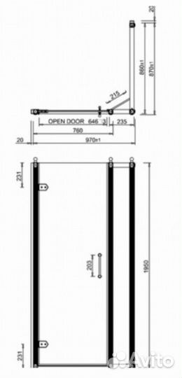 Душевой уголок Burlington Hinged Door C15+C20+C14