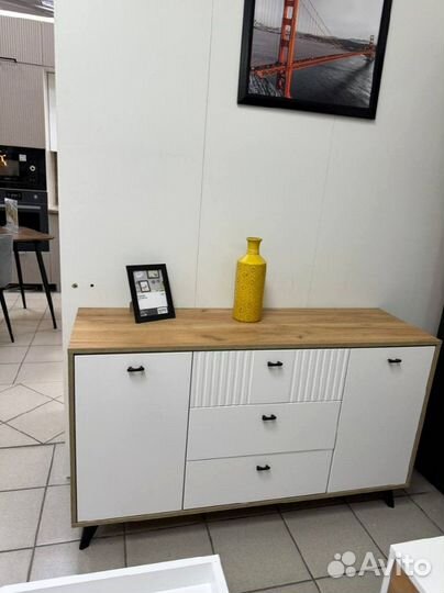 Комод большой мдф белый/дуб золотой