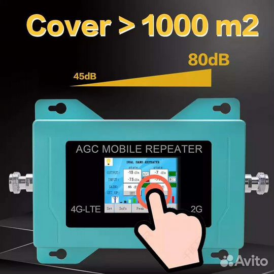 Комплект с репитером усиления GSM/4G 80db на дачу