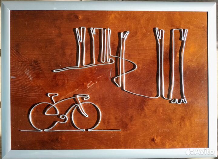 Панно интерьерное из металла и дерева, 47х65 см