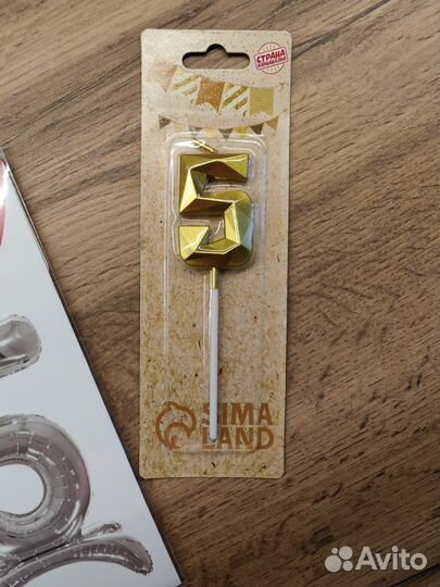 Свеча цифра 5 на торт