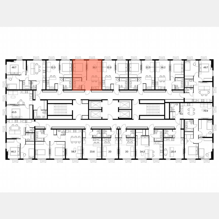 1-к. квартира, 36,1 м², 18/25 эт.