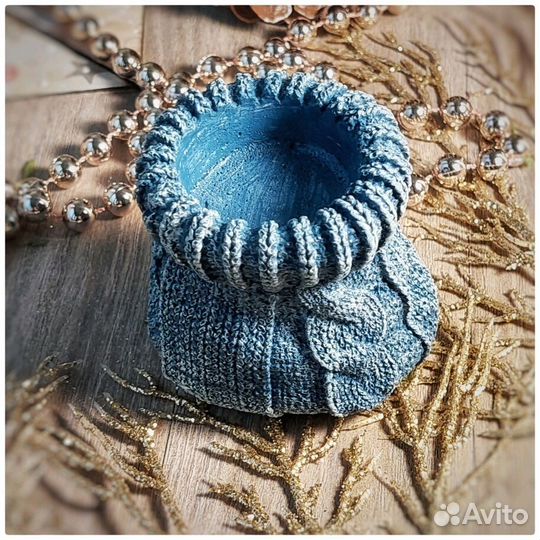 Подсвечник из гипса. Вязаный мешок