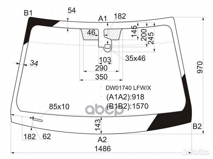 Стекло лобовое + дд cadillac CTS 4/5D 07-13 DW0