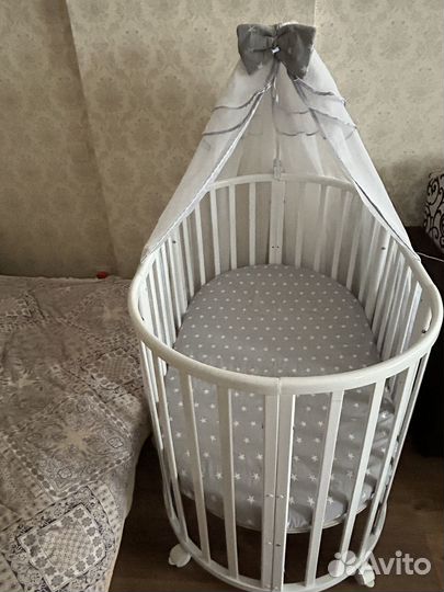 Детская кроватка трансформер круглая