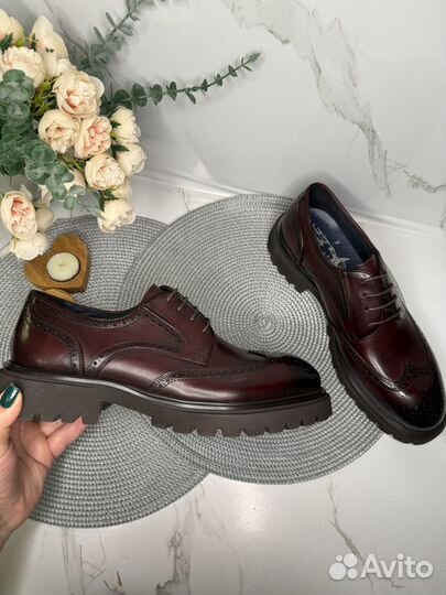 Туфли мужские кожаные Новые El Tempo бордовые