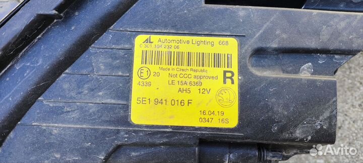 Фара правая skoda octavia a7 fl