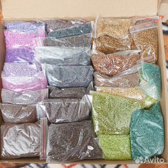 Бисер, стеклярус, рубка остатки, пакеты от 30гр