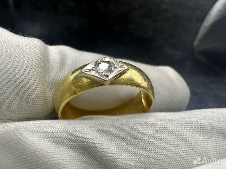 Антикварное золотое кольцо 92 пробы с бриллиантом