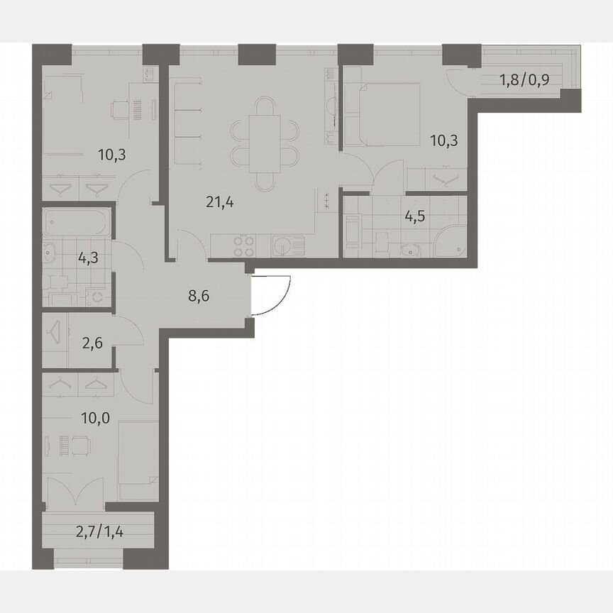 3-к. квартира, 74,4 м², 9/11 эт.
