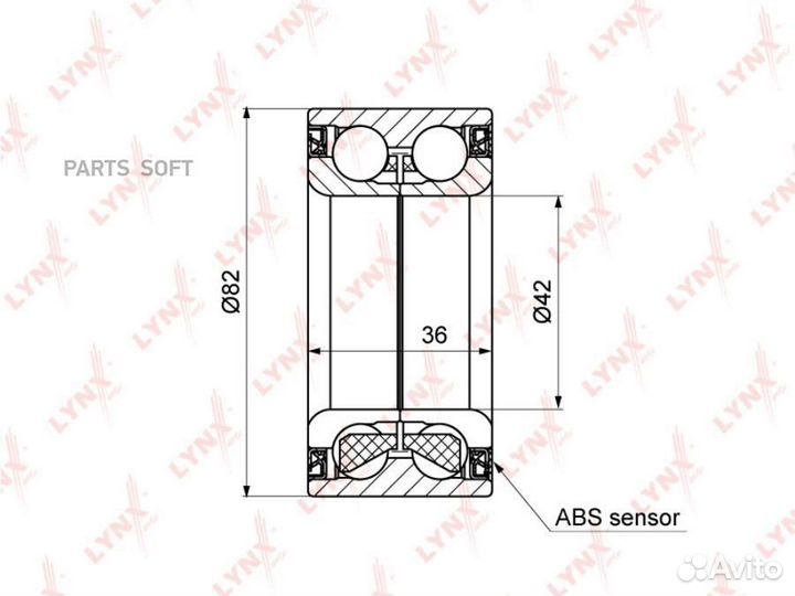 Lynxauto WB-1185 Подшипник ступицы передний с ABS (36x42x82) citroen Berlingo(B9) 1.6-1.6D 08 / C3 I