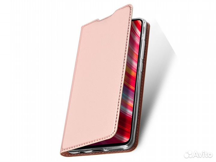 Книжка бархатная Розовая Note 8 Pro