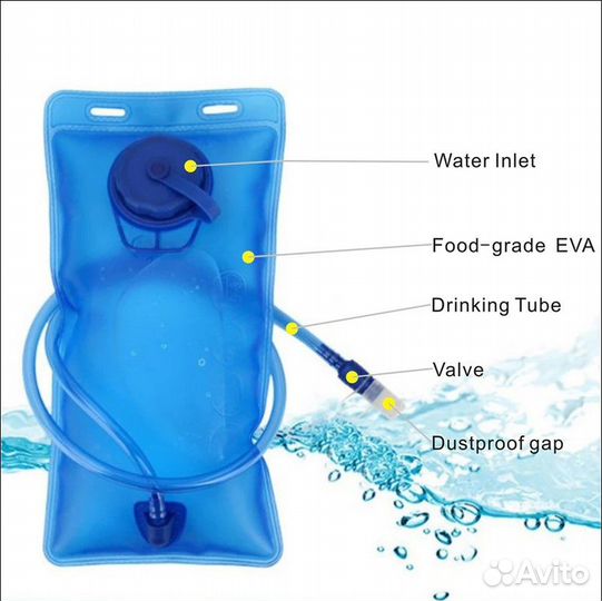 Гидратор, питьевая система, мягкая фляга 2 л