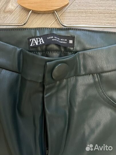 Кожаные брюки zara xs