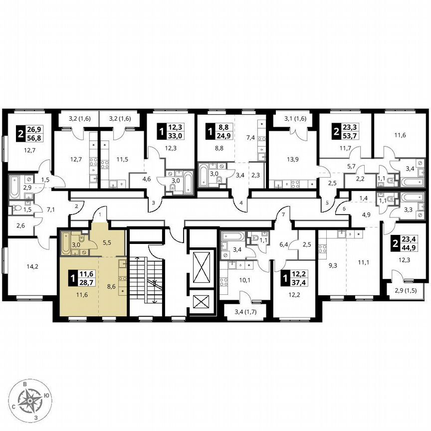 Квартира-студия, 28,7 м², 2/12 эт.