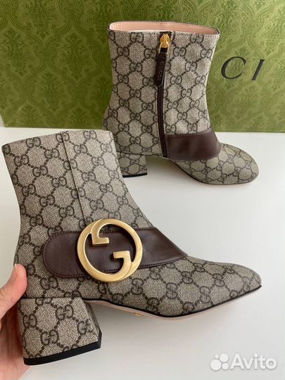 Ботинки Gucci размер 37 и 38.5 кожа+канва