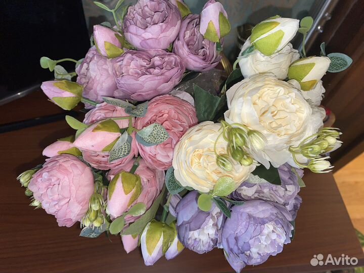 Ветка искусственных цветов /Пионы