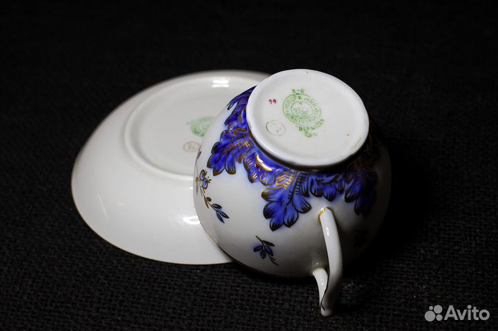 Чайная пара Вербилки винтаж Барбарис синий