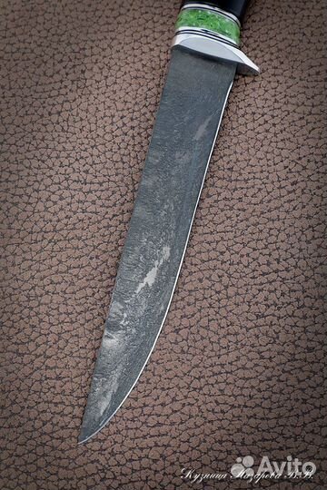 Нож Касатка средний Х12мф граб акрил зеленый