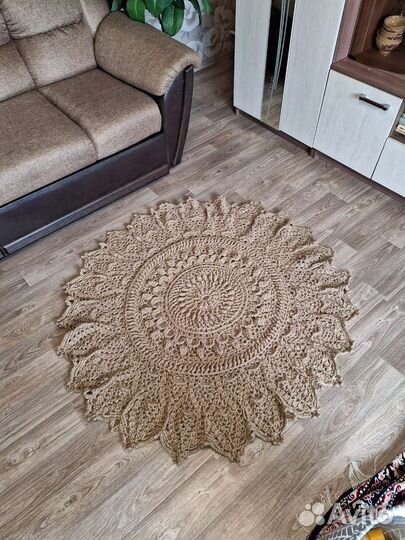 Ковер из джута круглый ручная работа