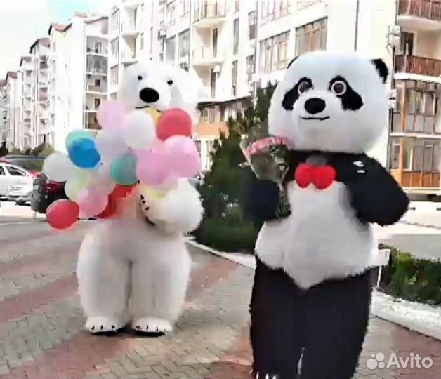 Огромный Белый Мишка и Мишка Панда поздравления