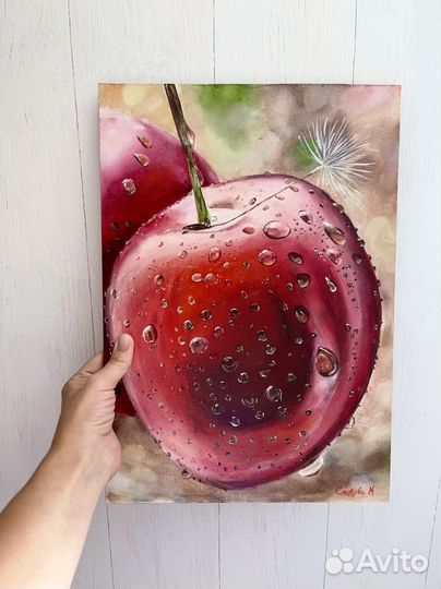 Картина масло/оргалит Вишни