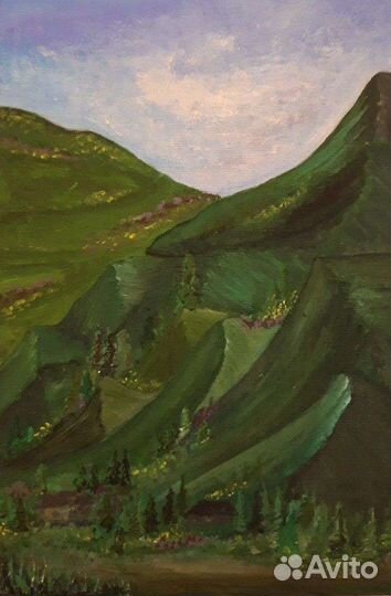 Картина маслом на холсте горный пейзаж