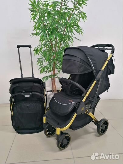 Новая коляска для двойни Babalo 2022/золотая рама