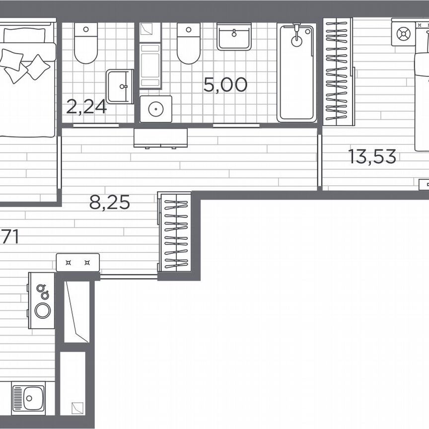 2-к. квартира, 52,9 м², 3/5 эт.