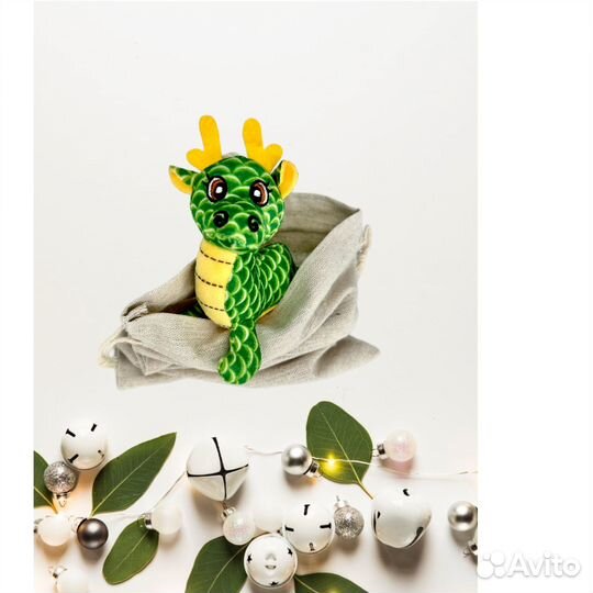 Игрушка Символ года 2024 зеленый дракон 12см