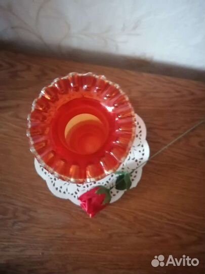 Ваза винтажная СССР рубиновое стекло