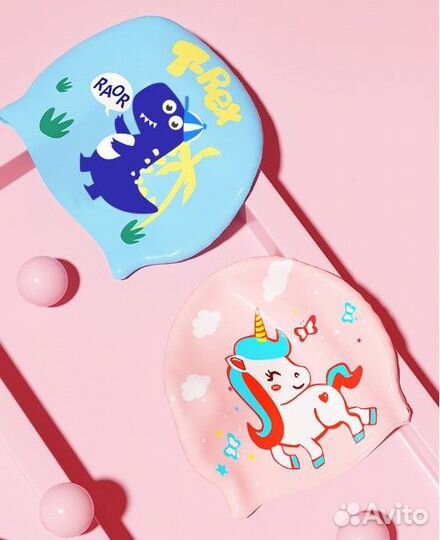 Шапочка для плавания с очками детская - Единорог