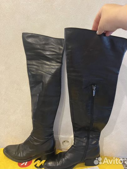 Сапоги ботфорты черные 36,5 Италия кожа