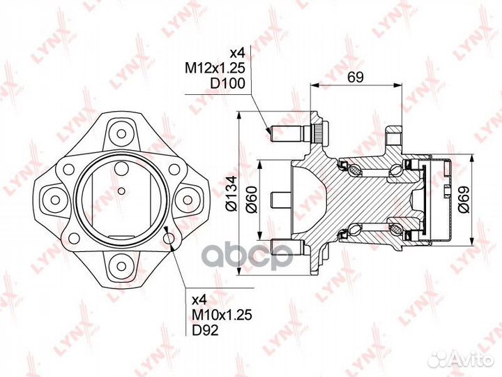 Ступица колеса зад прав/лев WH1001 lynxauto