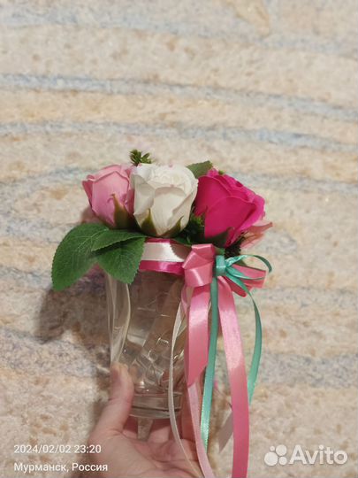 Букет из мыльных роз с подсветкой